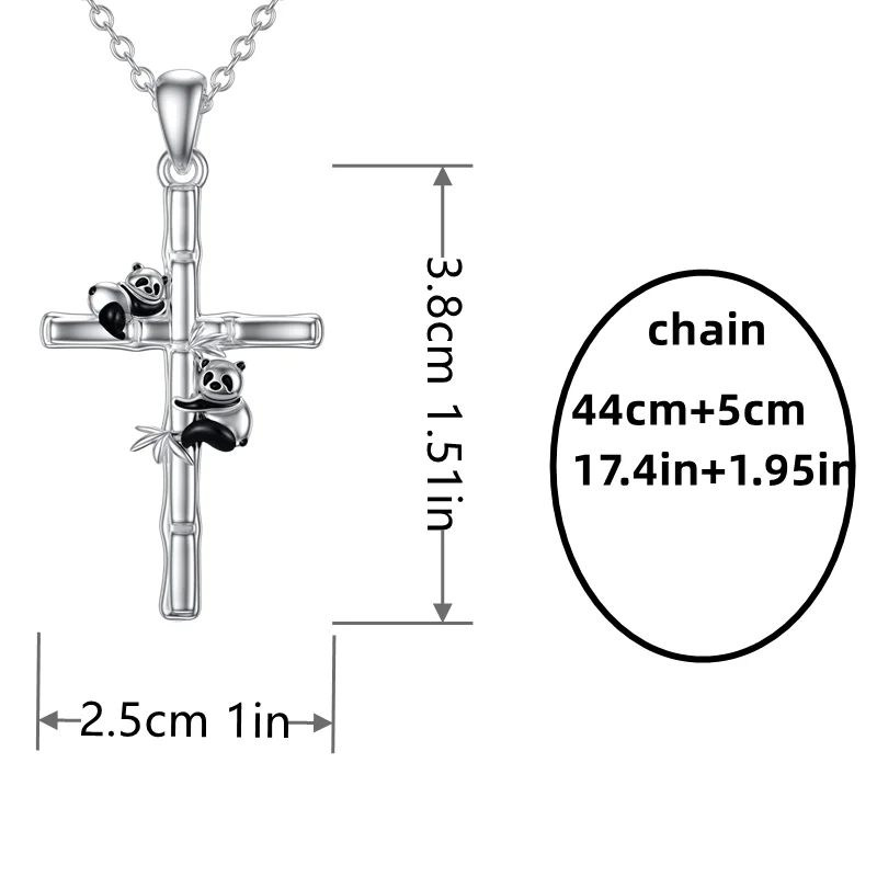Fashion Panda Bamboo Cross Necklace for Women\'s Birthday Love Anniversary Christmas Jewelry Gift Animal pendants