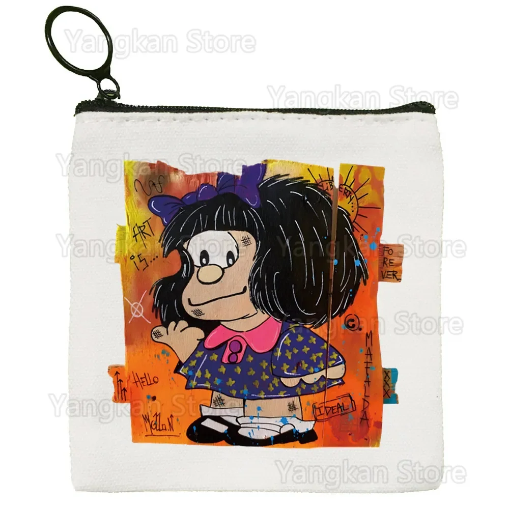 

Mafalda Comic Ulzzang Cartoon Kawaii Key Bag Classic Animation Printing Zipper Storage Bag Customized