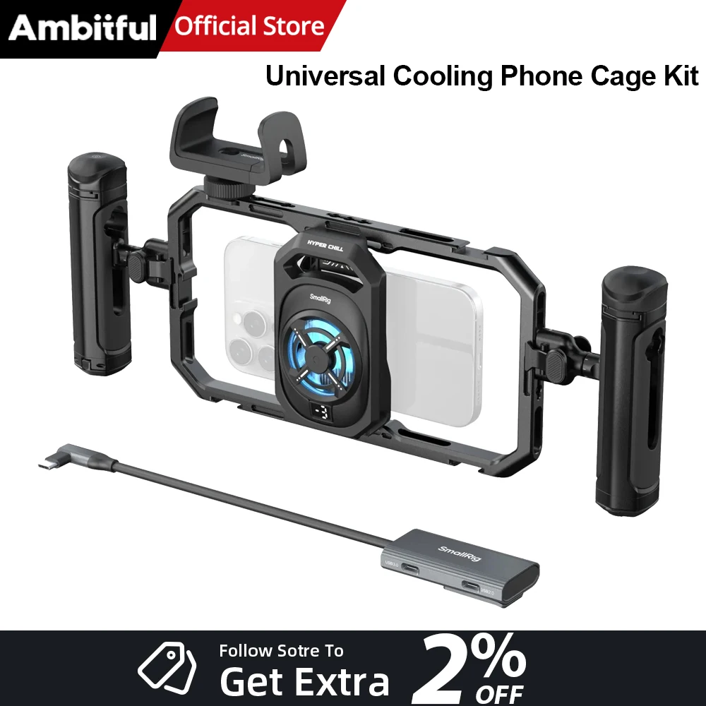 

SmallRig All-in-One Thermal Dual-handheld Video Kit Universal Cooling Mobile Phone Cage 4-in-1 USB-C Hub iPhone 16/17 Pro /Max