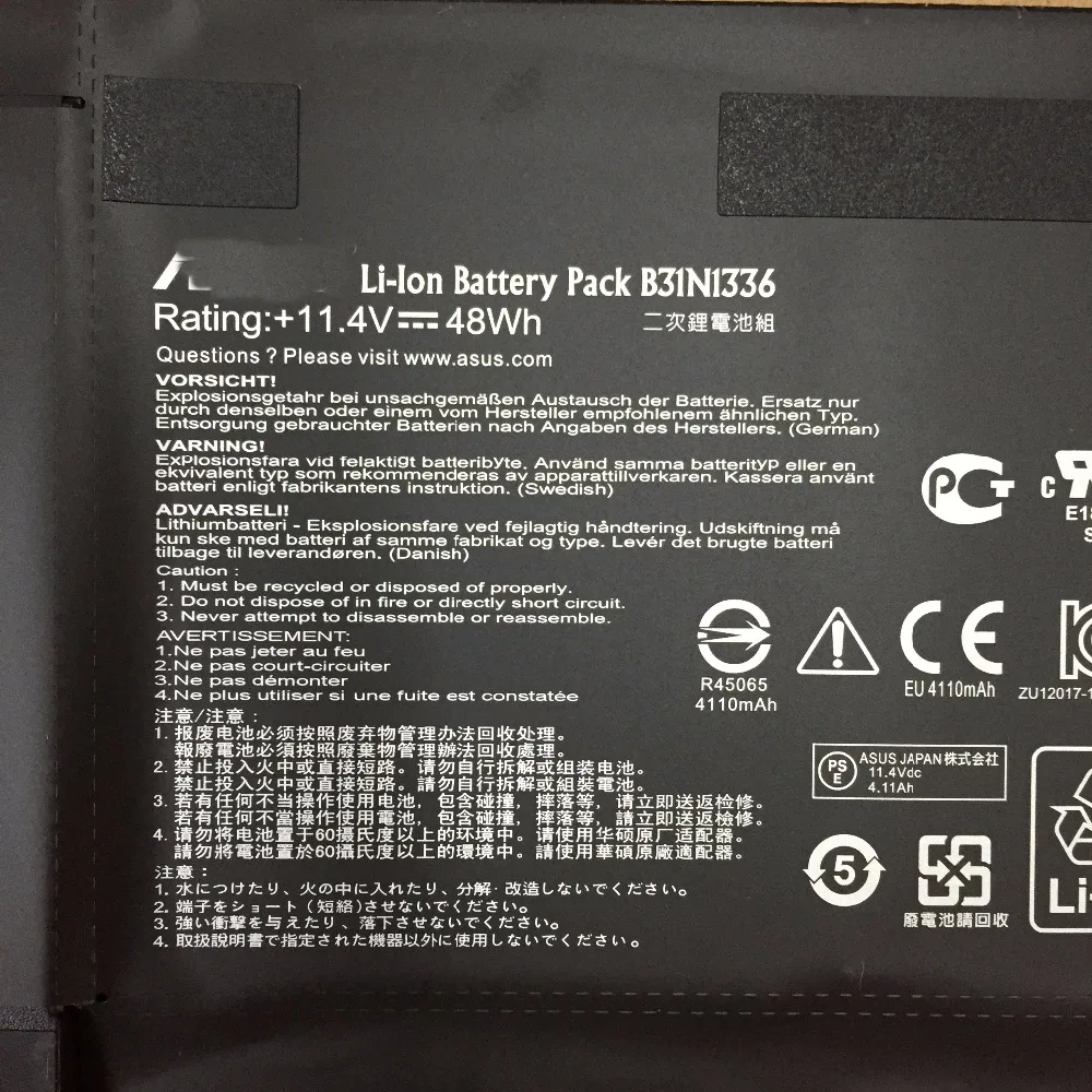 11.4V 48WH  New Original B31N1336 Laptop Battery for ASUS VivoBook S551 S551LB  S551LA R553L R553LN R553LF K551LN V551 C31-S551