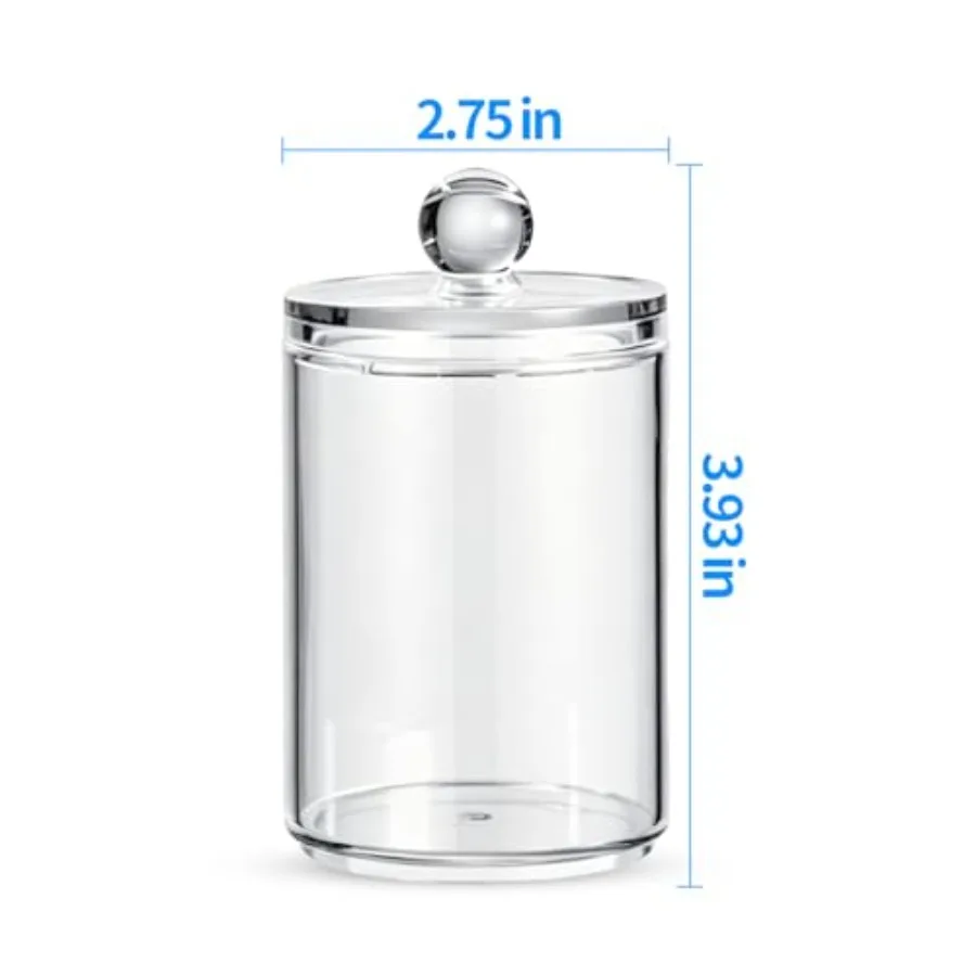 3 Pack Acrylic Qtip Holder Dispenser, Vanity Accessories Qtip Holder for Cotton Ball, Swab and Floss, Small Clear Bathroom Stor