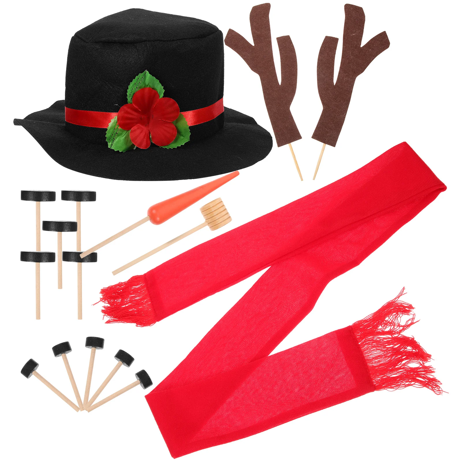 

16pcs Snowman Dressing Kit Cloth Wood Reusable Christmas Decoration Set For Kids Adults Holiday Party Activity Building