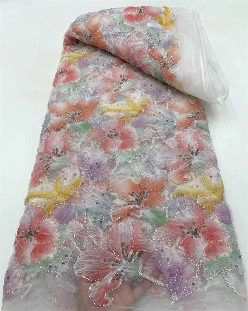 قماش دانتيل ترتر أفريقي 2025 ، دانتيل مطرز بأفضل جودة ، مواد زفاف دانتيل تول فرنسي نيجيري