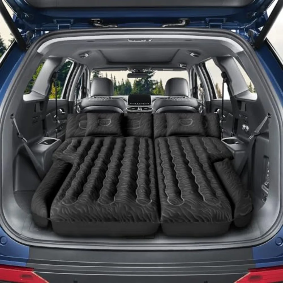 Inflatable SUV Air Mattress Bed Car Mattress Double-Sided Flocking Travel Camping Bed Car Sleeping Mattress for Universal SUV w