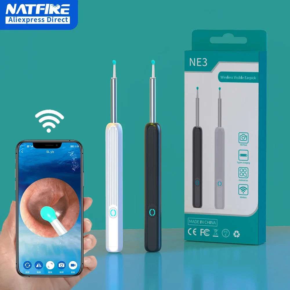 Imagem -02 - Wireless Wifi Ear Pick Otoscópio Câmera Otoscópio Endoscópio Limpeza Luminosa de Cera de Orelha Inspeção Oral dos Dentes Limpador de Cuidados de Saúde