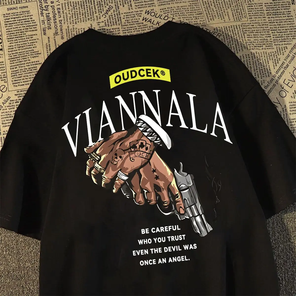 

2026 весна-лето, новая тенденция, интернет-знаменитости с взрывным огнем, итальянская футболка с принтом мафии, женская футболка с круглым вырезом и короткими рукавами