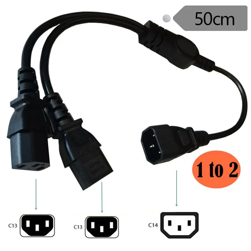 UPS PDU Computer Power Distributor Cable IEC320 C14 Male To 2/3/4/5 * C13 Female 10A 250V Splitter 3C 075mm ² Copper Core 0.5M