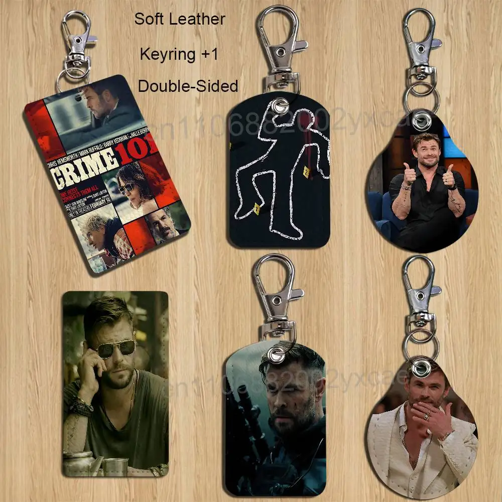 

Crime 101 Chris Hemsworth Cartoon Singer Anime Card Keychain Fashion Pendant Bag ID Door Card Case Bus Card Cute Adult