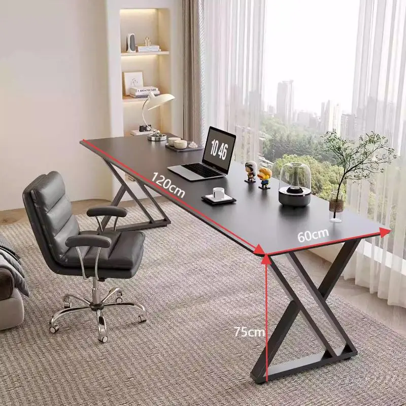 Black Sintered Stone Office Desk Computer Table with Cold-Rolled Steel Legs Modern Writing Desk for Home Office Study or Gaming