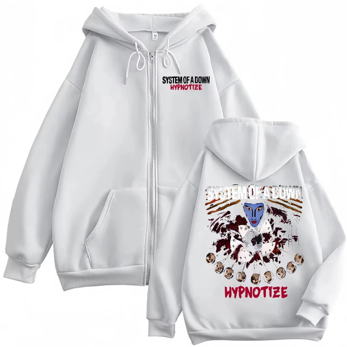 Rock Band System of A Down Hypnotize Graphic Zipper Hoodie Fashion Vintage Zip Up Pullovers Men Women Casual Fleece Sweatshirts