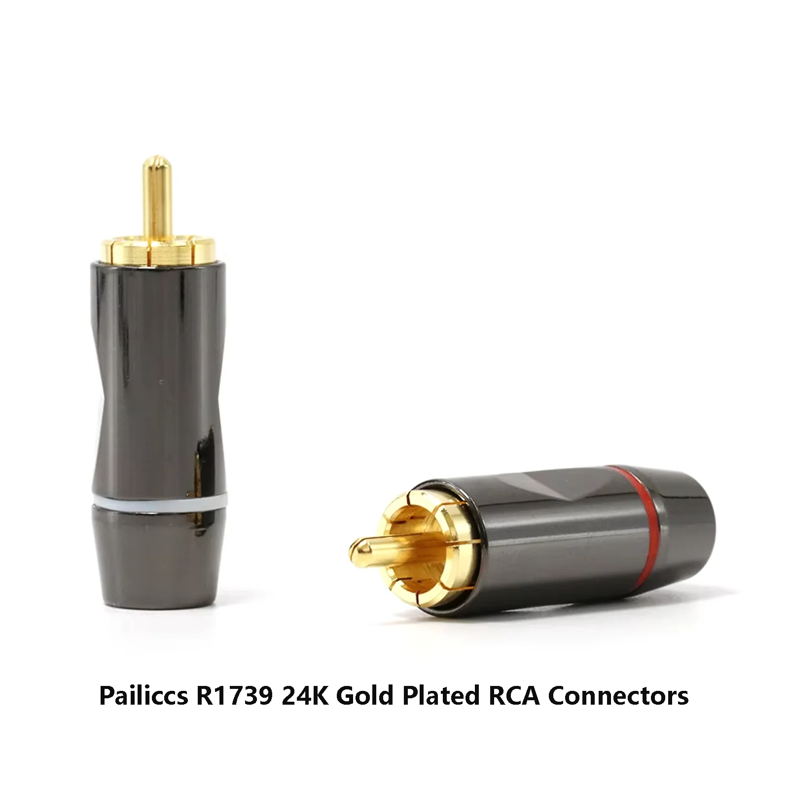 R1739 24K Gold Plated RCA Connectors 4pcs - Hi-End Audio Male Plug, Brass Conductor with Gold Plating