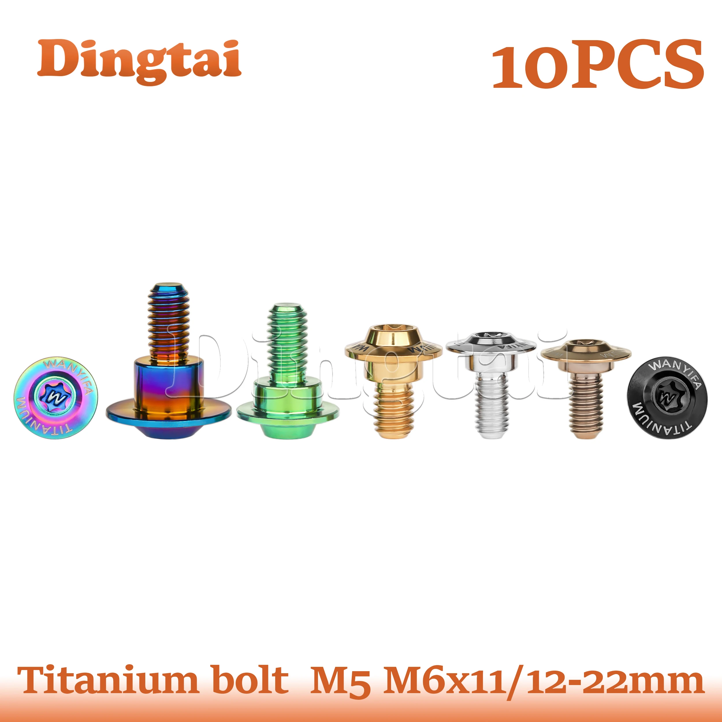 Titanium Bolt 10PCS  M5/M6x11-22mm for MotorcycleTorx Head Umbrella Step Screw