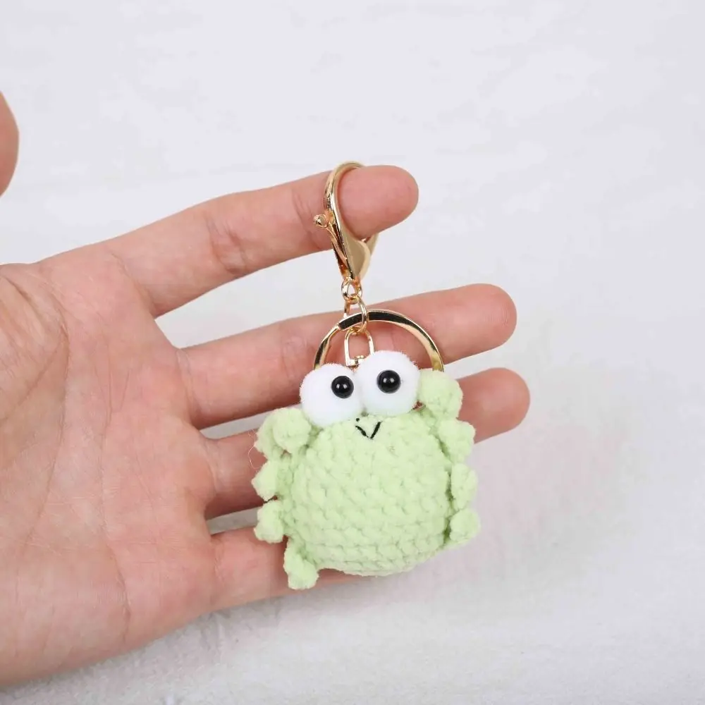 Bag Pendant Crocheted Crab Keychain Handmade Cartoon Animal Crochet Keyrings Cute Soft Wool Knitted Pendant Car Key Ring