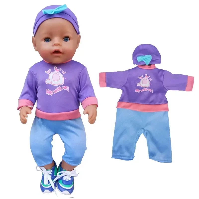 40cm 43cm Baby Doll Boy Rompers Dark Blue Clothes for Baby New Born Doll Pajama Children Girl Toys Outfits