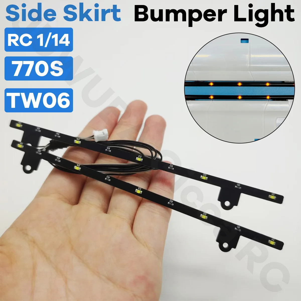 770S Side Skirt Bumper Light Orange/White Light For 1/14 Tamiyaa RC Dump Truck Tractor Scaniaa 4×2 56379 Toy Model Parts