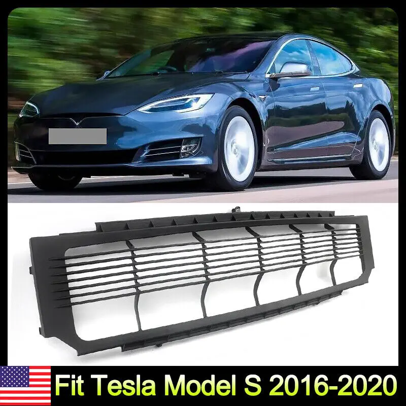 

For 2016-2021 Tesla Model S Front Bumper Lower Grille Grill Black 1058022-00-B