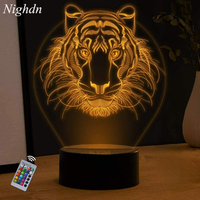 3D Lion Led Night Light 7 Colors Changing Optical Illusion Lamp USB Table Desk Lamp Children Kids Christmas Birthday Gift