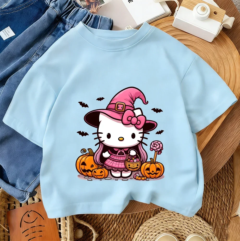 

Hello Kitty Kawaii Summer Fashion Cartoon Kids T Shirt Street Style Casual Boys Girls Children 3 14 Years