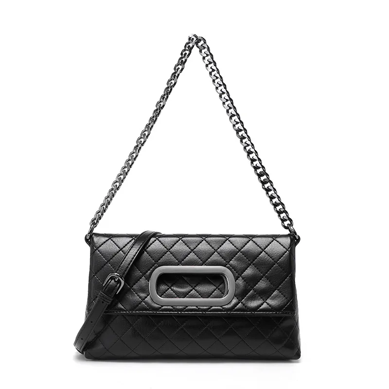 

2025 New Fashion PU Leather Chain Crossbody Bag Women's Diamond Folding Plaid Shoulder Bag Multifunctional Large Capacity Handba