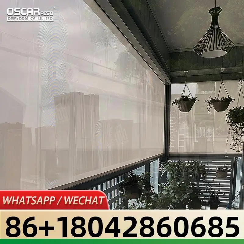 

Индивидуальные уличные электрические моторизованные рулонные жалюзи, водонепроницаемые, ветрозащитные, с умным экраном, высокая покупка, жалюзи, жалюзи для патио, балкона