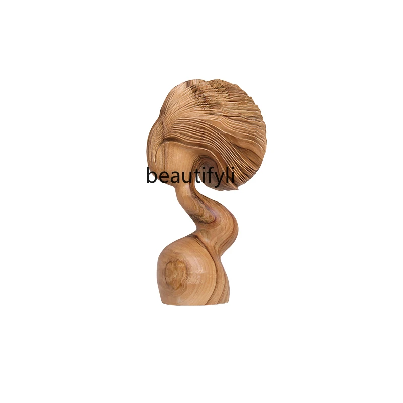 

Hotel Lobby Entrance Abstract Wood Carving Ornaments Showroom High-End Soft Decoration Handmade Solid Wood Sculpture Artwork