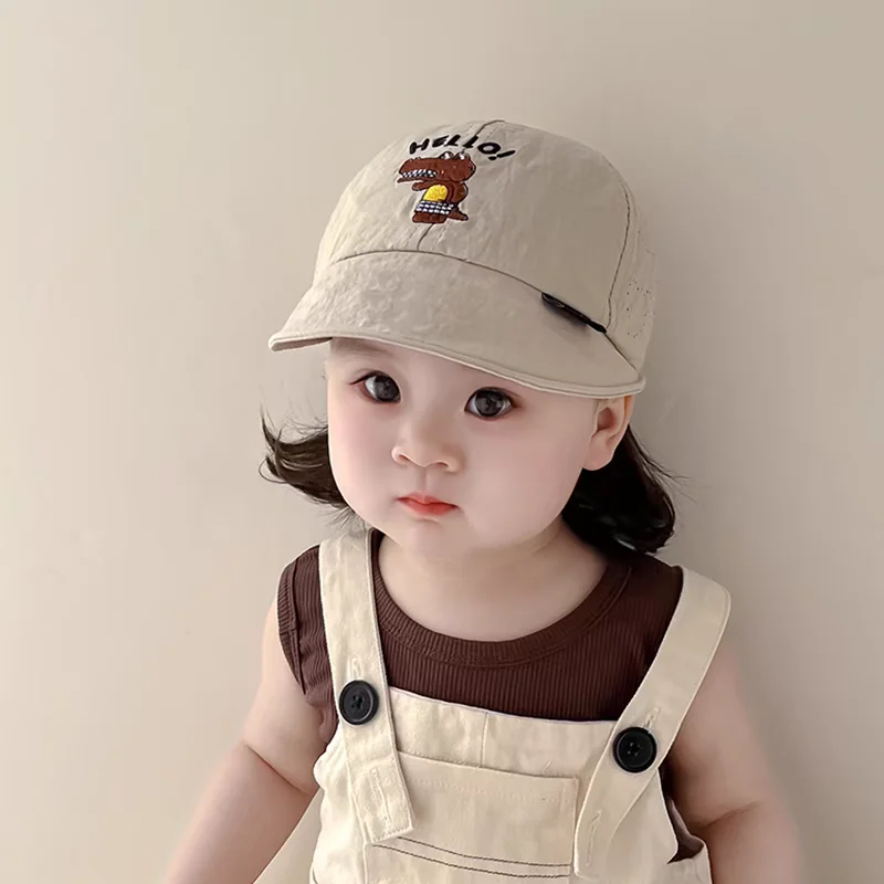 Sombreros de béisbol con patrón de cocodrilo de dibujos animados para bebé, sombrero de sol fino y transpirable de secado rápido, gorras de playa