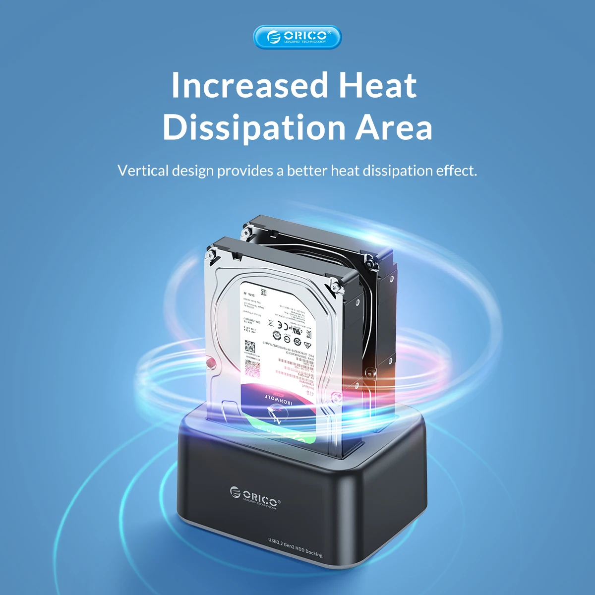 Docking station per disco rigido ORICO da 2,5/3,5 pollici SATA a tipo C USB3.2 Custodia per HDD Gen2 da 10 Gbps con alimentatore Clone offline 12V3A