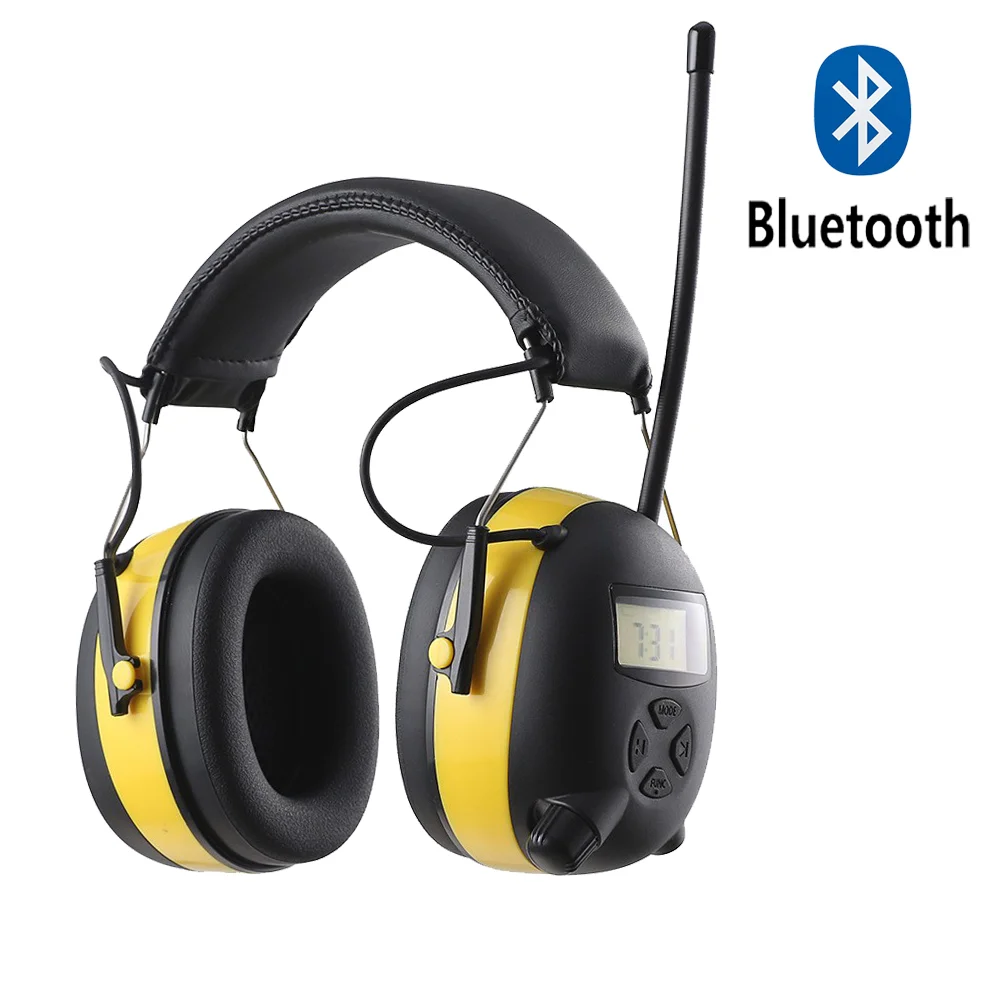 NRR 30dB MP3 AM FM Radio Hearing Protection Ear Muffs Electronic Ear Protector Noise Reduction Safety Earmuffs for Working