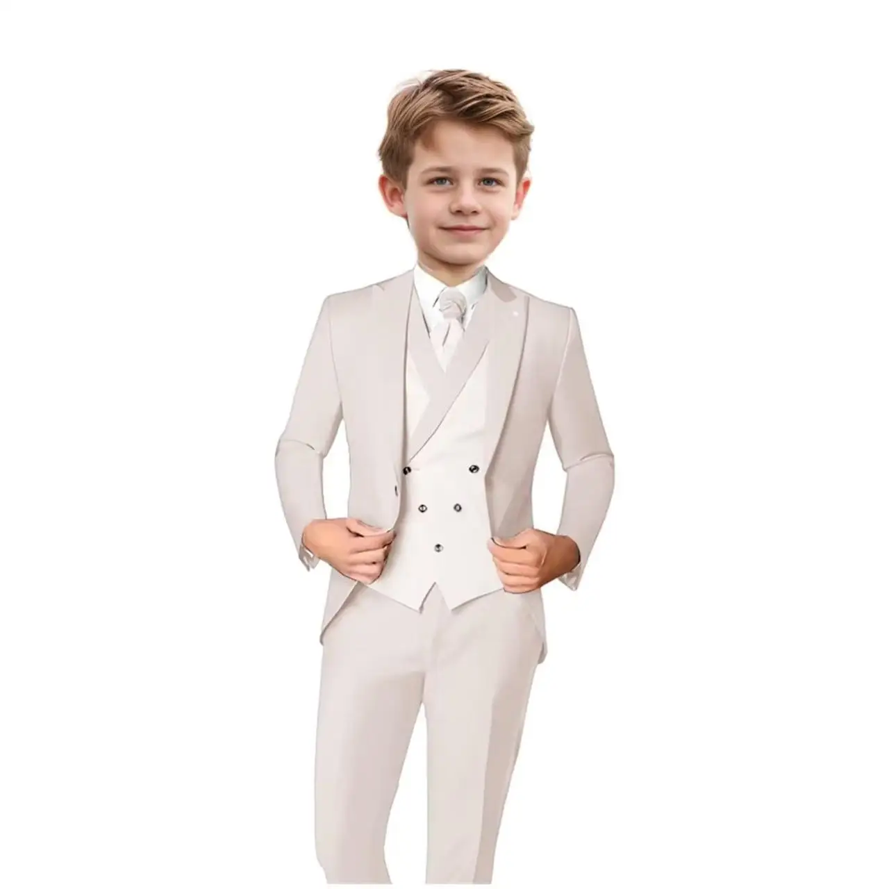 Handsome Boy Suit Three piece Set Suit Pants And Waistcoat Single Buckle Galaxy Children Piano Performance Evening Dresses