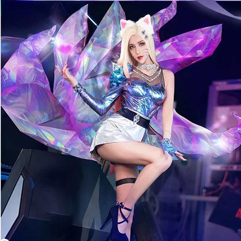 

Игровой Женский костюм для косплея K/DA KDA Ahri, универсальный сексуальный костюм для косплея, комбинезоны для девочек, косплей на Хэллоуин