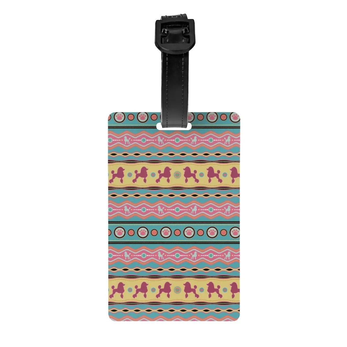 

Poodle Dog Colorful Pattern Luggage Tags for Suitcases Pet Animal Privacy Cover Name ID Card