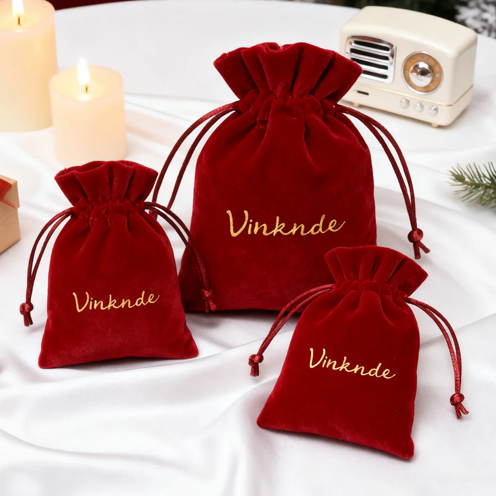 عالية الجودة شعار مخصص أسود المخملية الغبار سحب سلسلة هدية التعبئة والتغليف حقيبة الزفاف هدية الحقائب للمجوهرات العطور هيربيسي #2