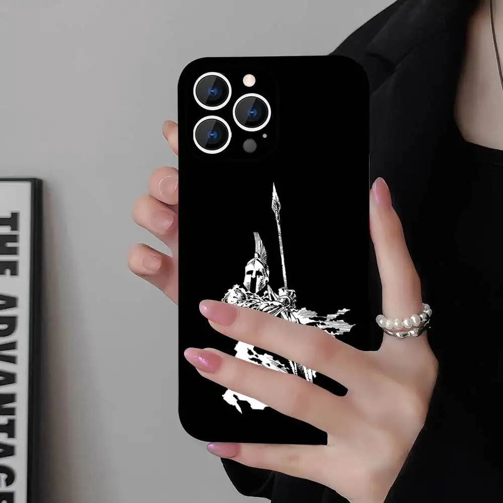 Cool Spartan Phone Case para iPhone 17,16,15,14,13,12,11,Pro,Max,Plus,E,Air,Mini cubierta protectora negra