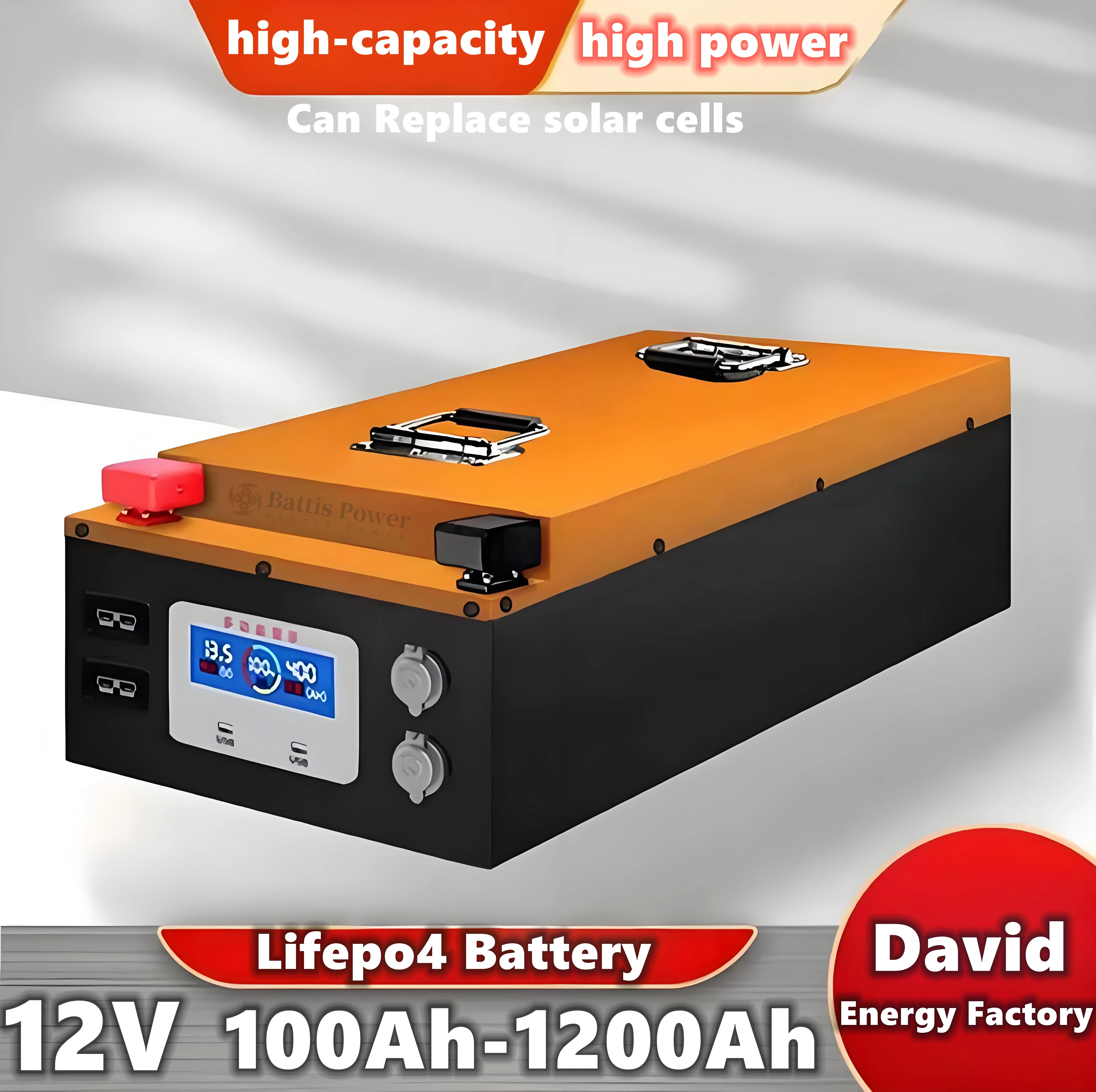 12v lifepo battery 200ah 12v batterie 600 ah 1200ah large capacity Portable power bank Can Replace solar cells for Outdoor RV PV