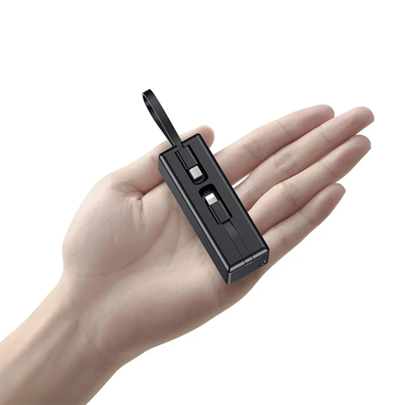 5000mAh Mini Portable Power Bank Built-in Type-C and iPhone Cables 45W Super Fast Charger Battery Pack Small External battery