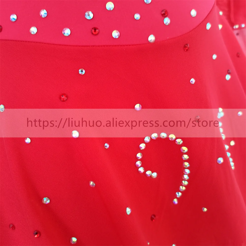 LIUHUO femmes Aldult adolescente personnaliser Costume Performance compétition justaucorps patinage artistique sur glace robe danse rouleau rouge moderne