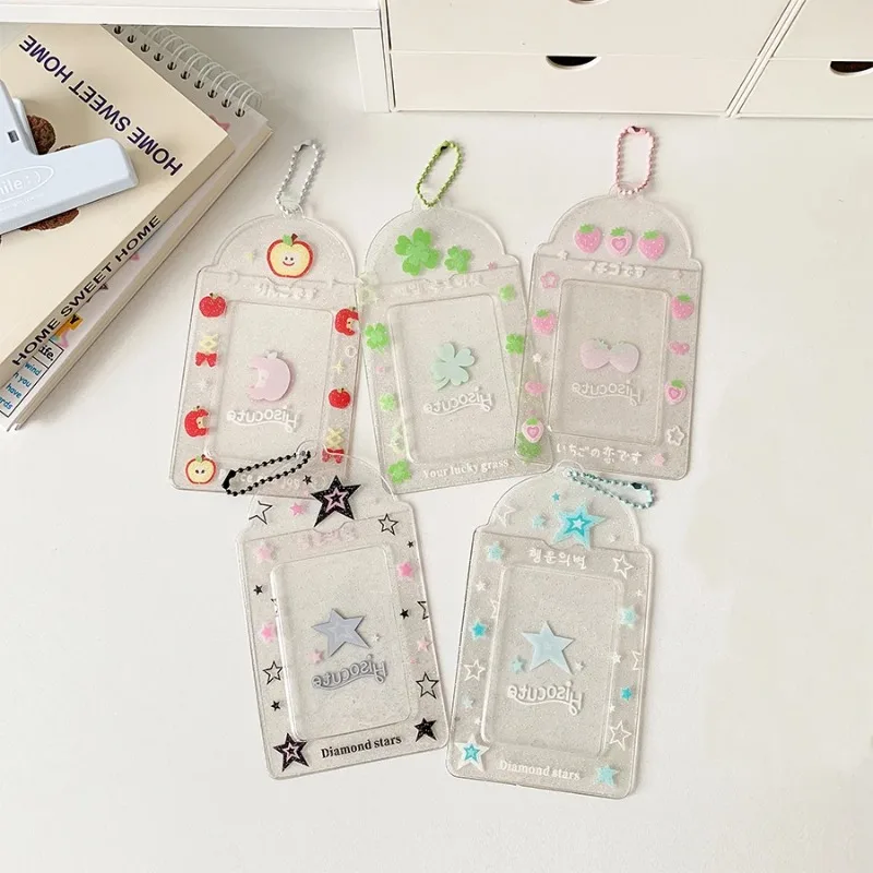 1pc Kpop Photocard Holder Keychain Y2K Kawaii Photo Card Keychain Charm Ins Style Transparent Card Sleeve