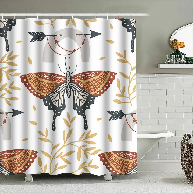 

Причудливая занавеска для душа, декоративная ткань с рисунком стрелы-бабочки, водонепроницаемая подкладка для ванной комнаты для домашнего декора, современная художественная