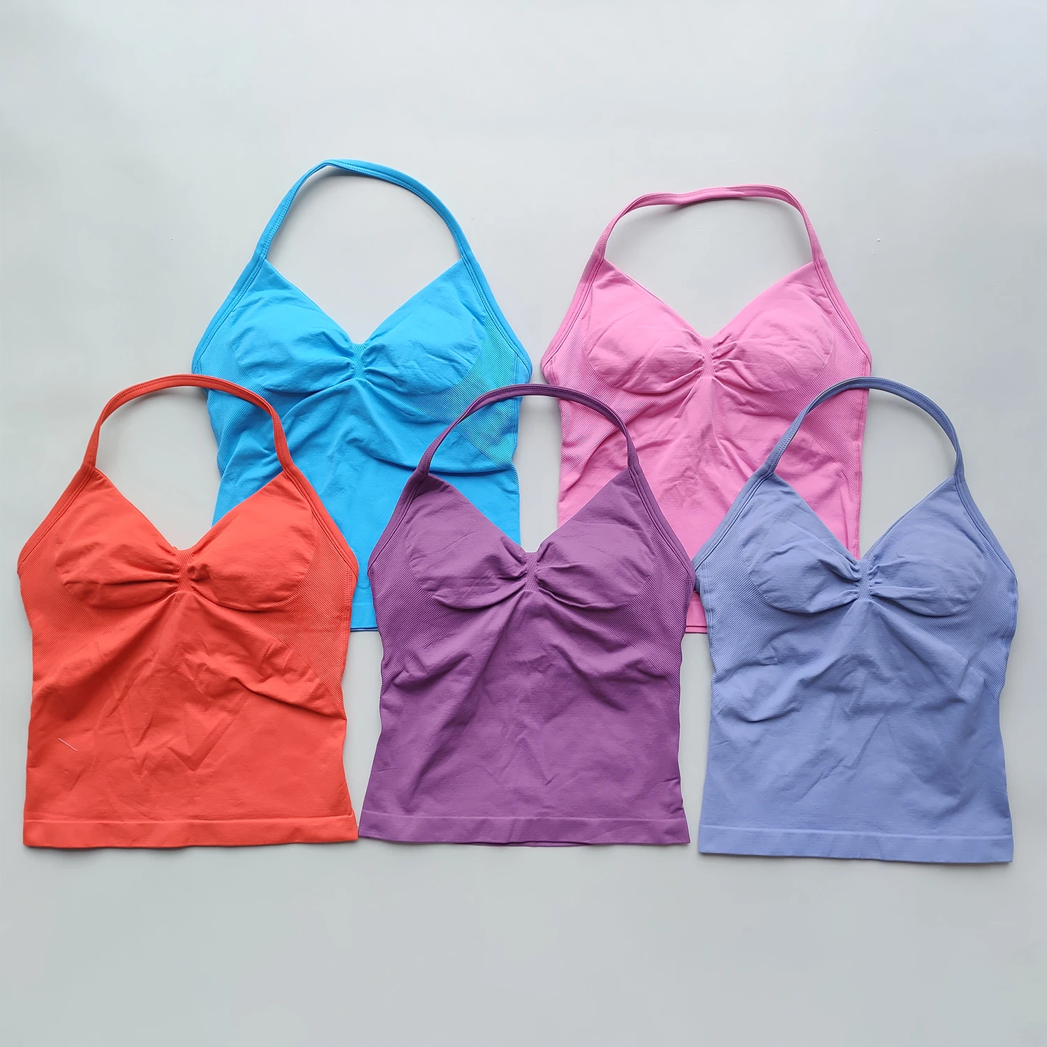 ARFTE Longline Strappy Gym Top Backless Gym Clothes Women Scrunch Built-in Bra With Removable Cups Yoga Tank Tops image 3
