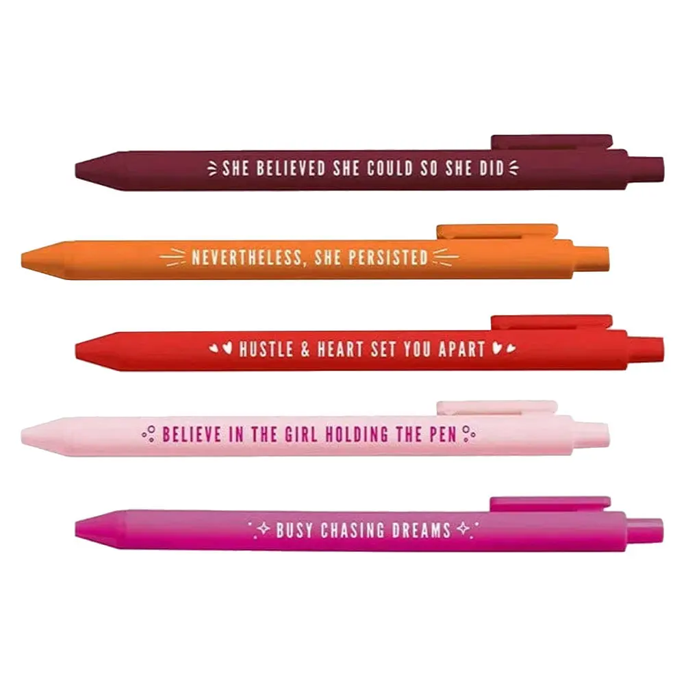 5 قطعة قلم حبر جاف للنساء أنثى قوة موضوع تحفيزية أقلام الكتابة السلس الكتابة قبضة مريحة مجلة يومية مكتب الاستخدام #5