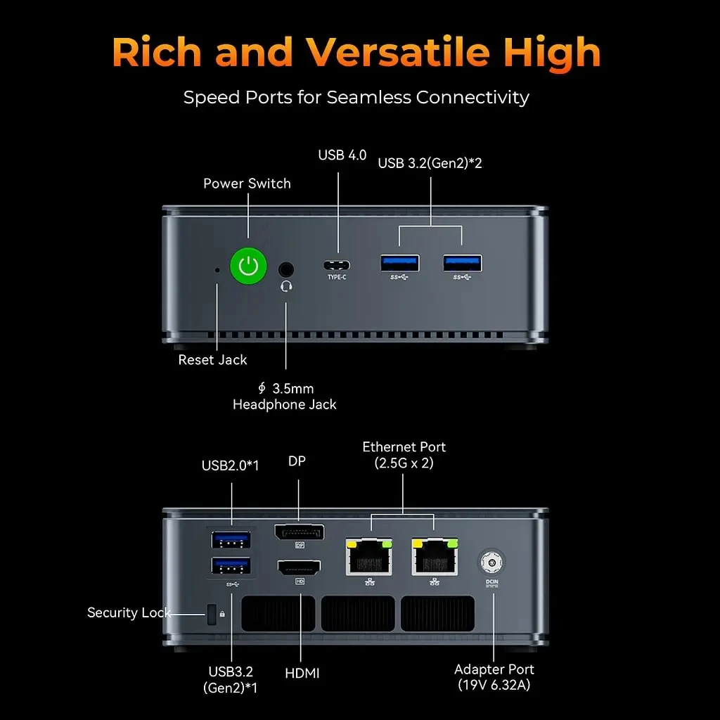 GMKtec NucBox M6 Ultra Mini PC Ryzen 5 7640HS 6C/12T 16GB DDR5 4800MT/s SO-DIMM * 2 PCIe3.0 M.2 SSD Wifi6 BT5.2 Dual 2.5G LAN PC