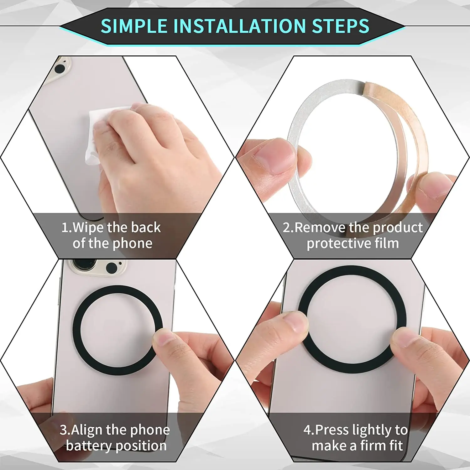 10PCS for Magsafe Magnetic Plate Ring Universal Stickers Support Wireless Charger Metal Plate Sheet for iPhone Samsung Xiaomi