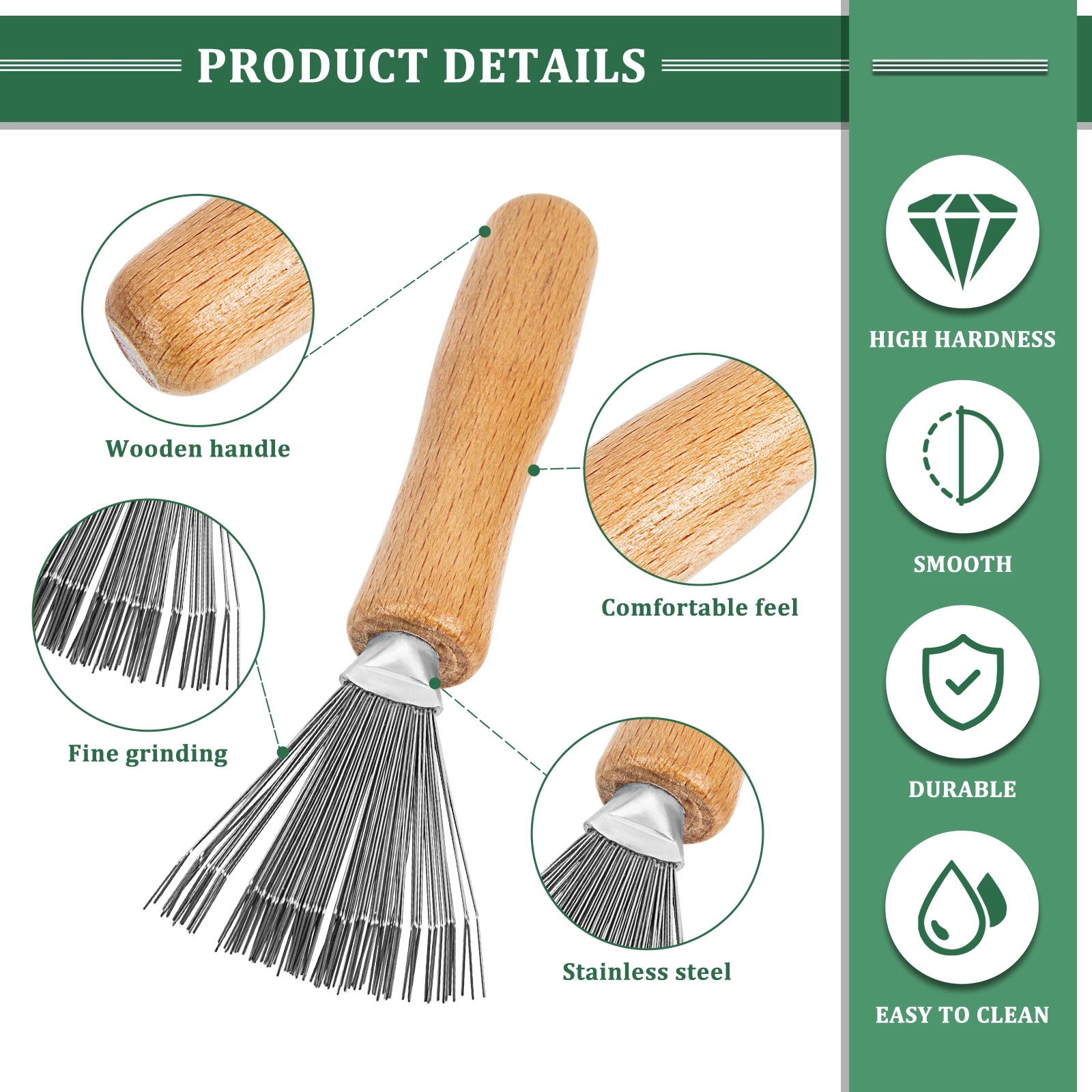 

Cleaning Rake Flower Arrangement Tools Kenzan Cleaner Brush Floral Ikebana Stainless Steel Wood Ergonomic Practical Premium