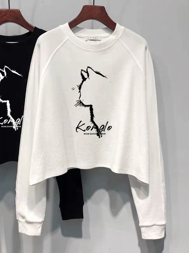 

Y2K Футболка с принтом котенка, женская цветная рубашка с короткими рукавами и длинными рукавами, свободный утягивающий внутренний топ