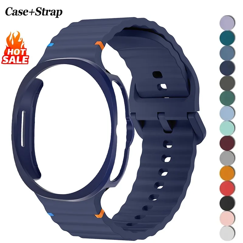 Hülle+Armband für Samsung Galaxy Watch 8 Classic Silikonband Armband Ohne Schutzfolie PC-Gehäuse Schutzhülle Stoßfänger für Galaxy Watch 8
