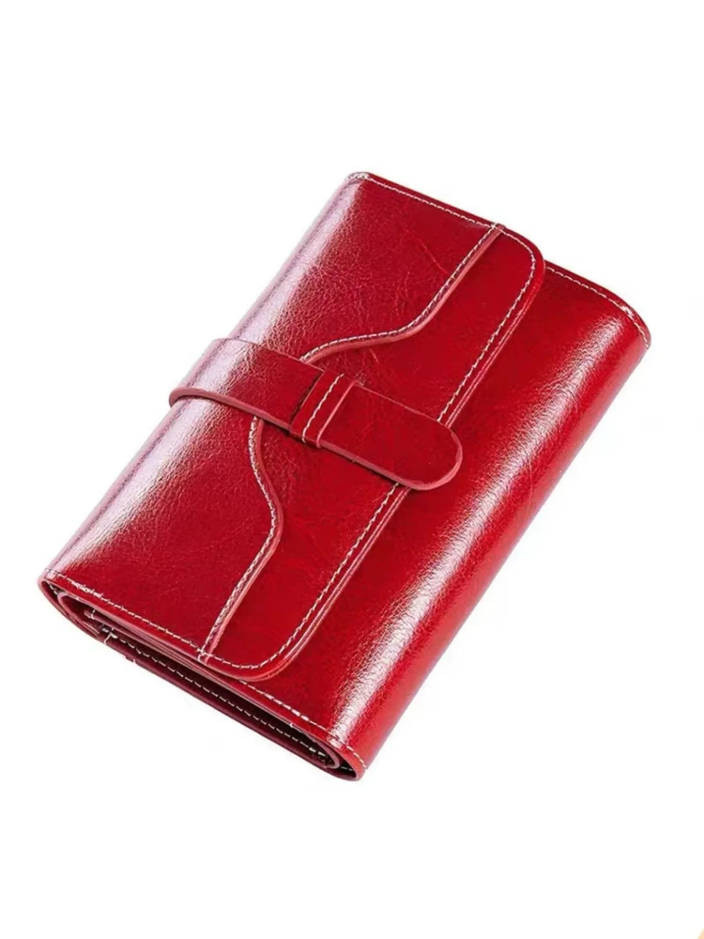 new-ladies-ort-wallet-leather-pure-color-simple-design-faionable-bifold-calfskin-wallet-youth-sle-bule-closure