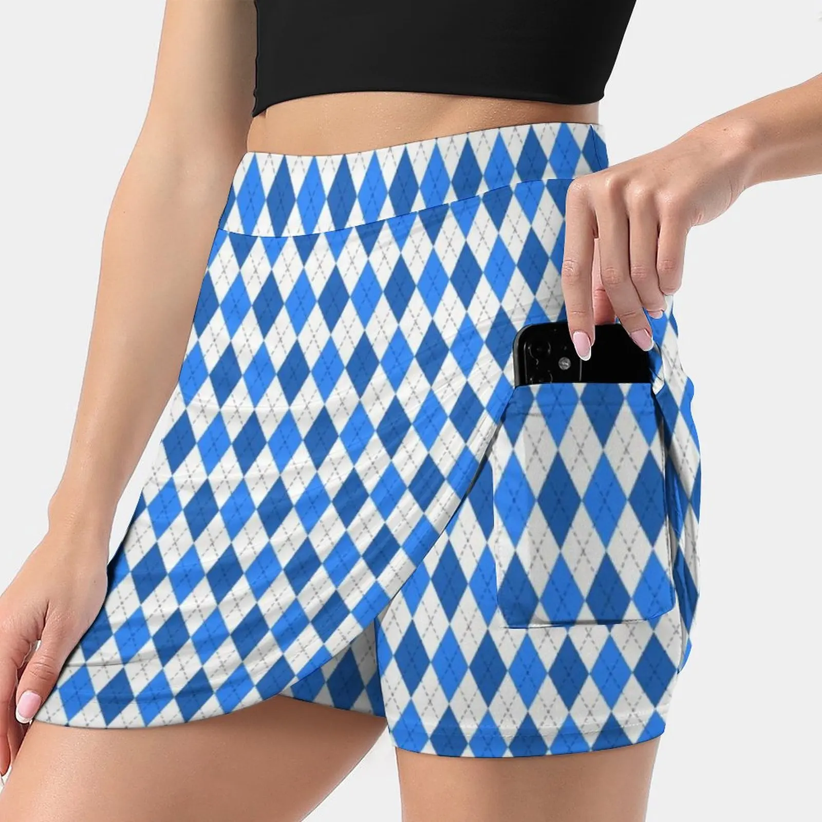 Shades Of Blue Preppy Classic Argyle Pattern Skirts Woman Fashion 2022 Pant Skirt Mini Skirts Office Short Skirt Blue Argyle