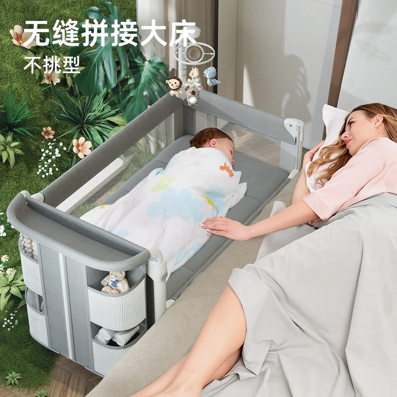 Crib folding and splicing queen bed portable bed removable newborn crib diaper table crib