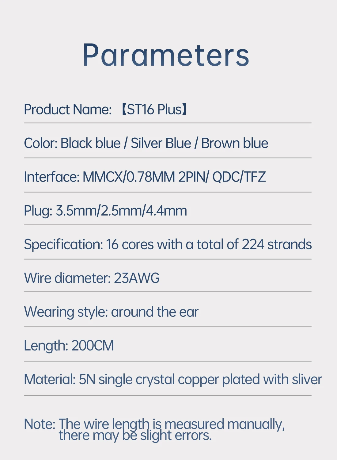 KBEAR ST16 Plus 5N OCC Silver-Plated Wire 2m IEM Cable QDC