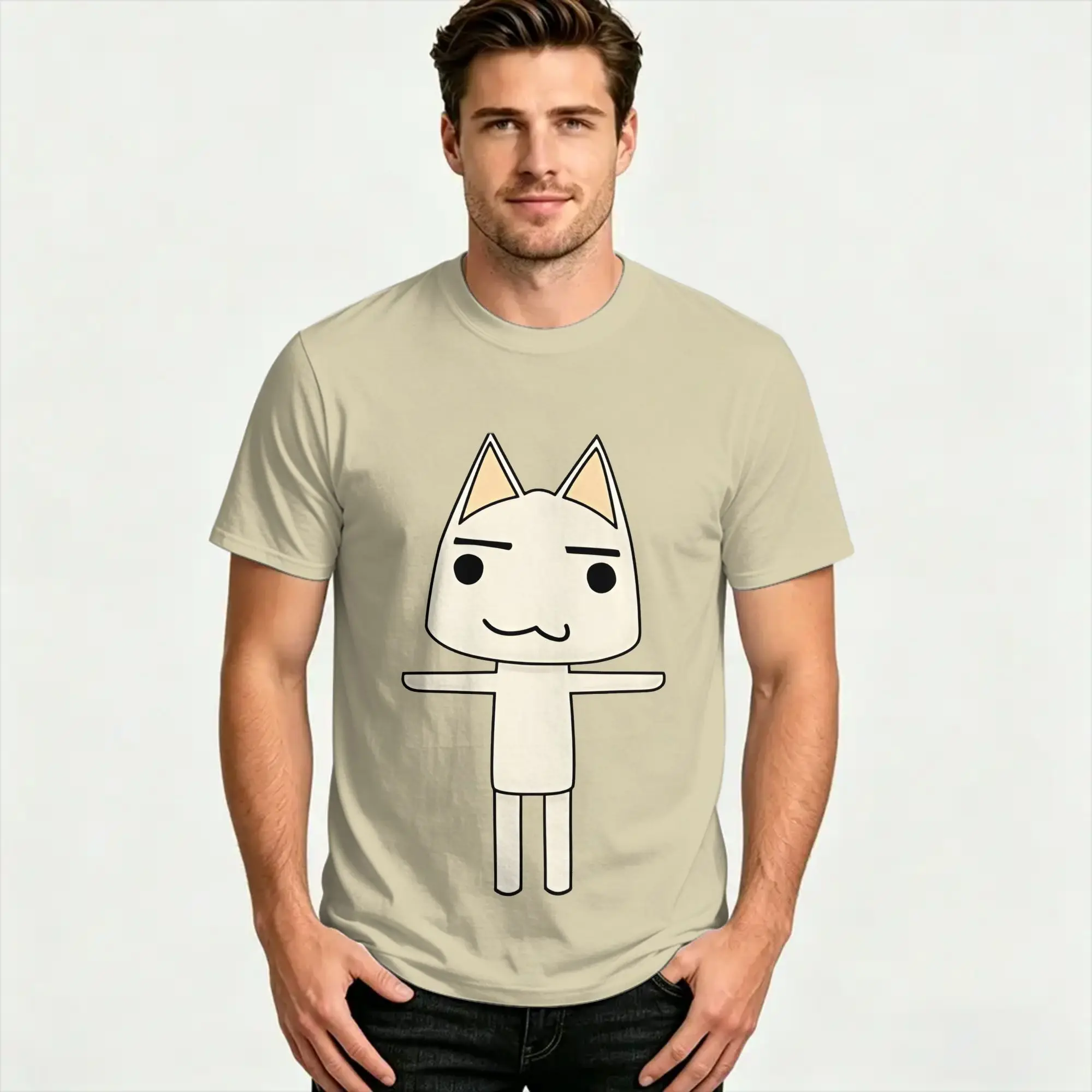 Men Women's  Toro Inoue Cat T Shirt Kuro  Pure Cotton Tops Vintage Short Sleeve Round Collar Tees Unique T-Shirts